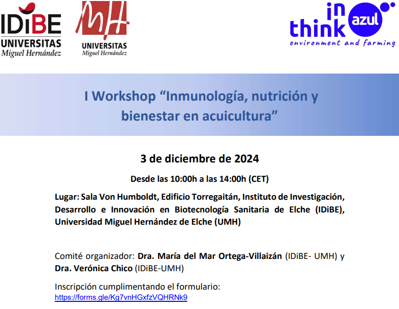 First Workshop: “Immunology, Nutrition, and Welfare in Aquaculture”